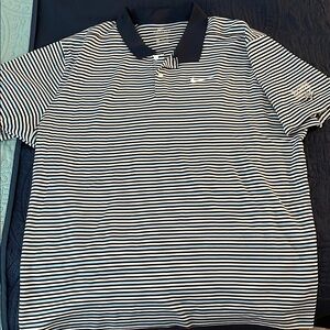 Nike Blue and White Striped Polo Shirt Golf